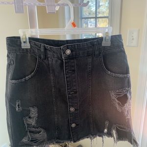 Free people distressed jean skirt